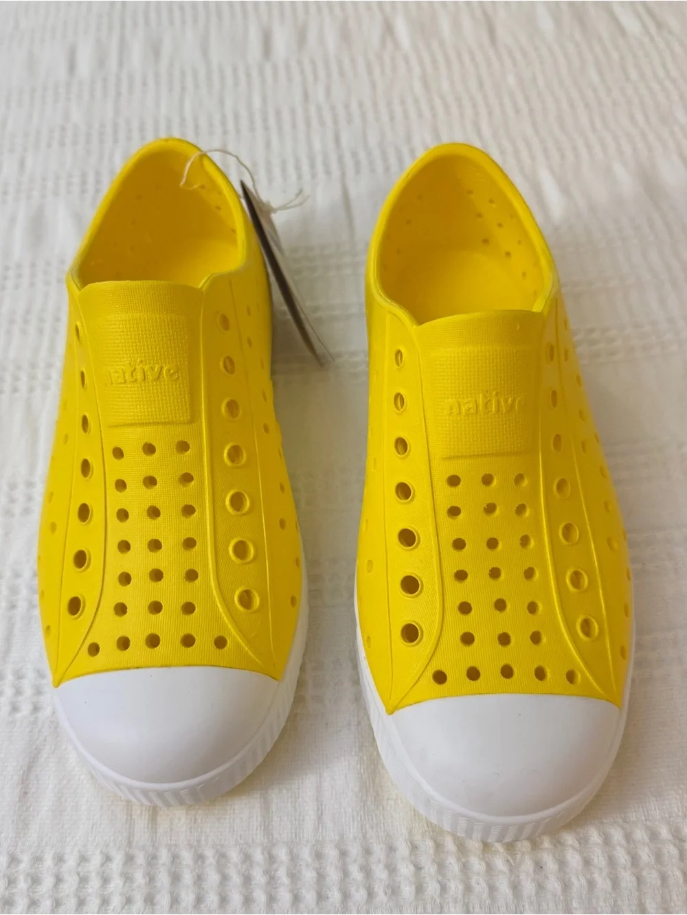 Native Kids Slip-On Water Shoes in Yellow with White Toe